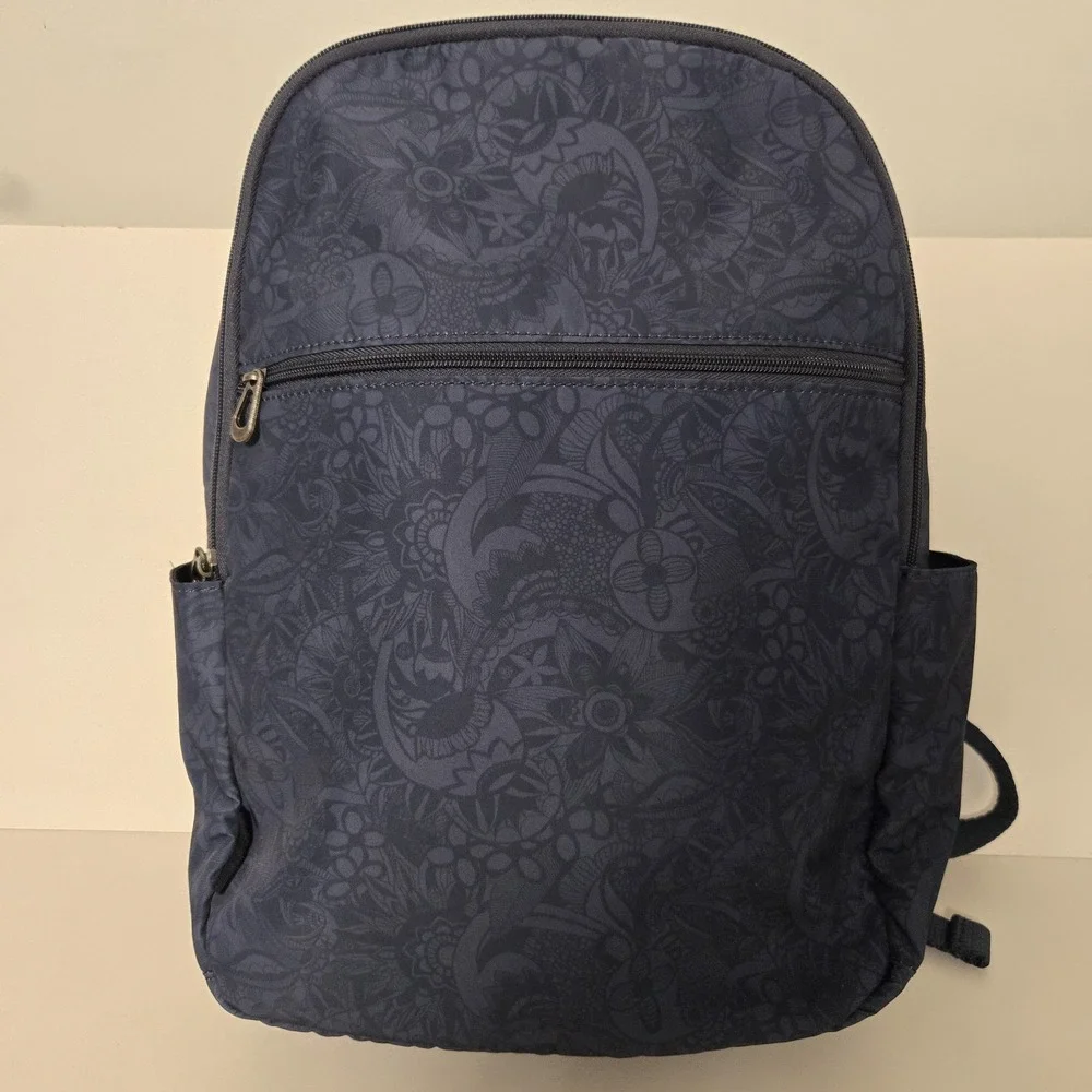 Sakroots Larchmont Divided Eco-Twill Backpack Navy Blue Floral Paisley NEW